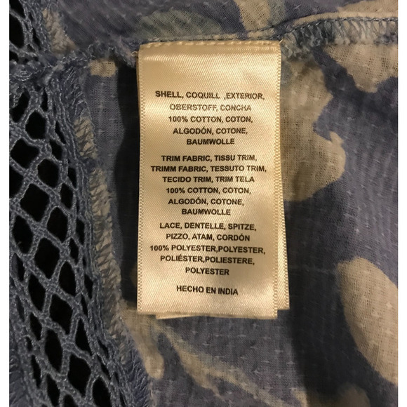 Anthropologie Vanessa Virginia Marisa Blue Sleeveless Floral Top - Size 4 - Picture 8 of 11